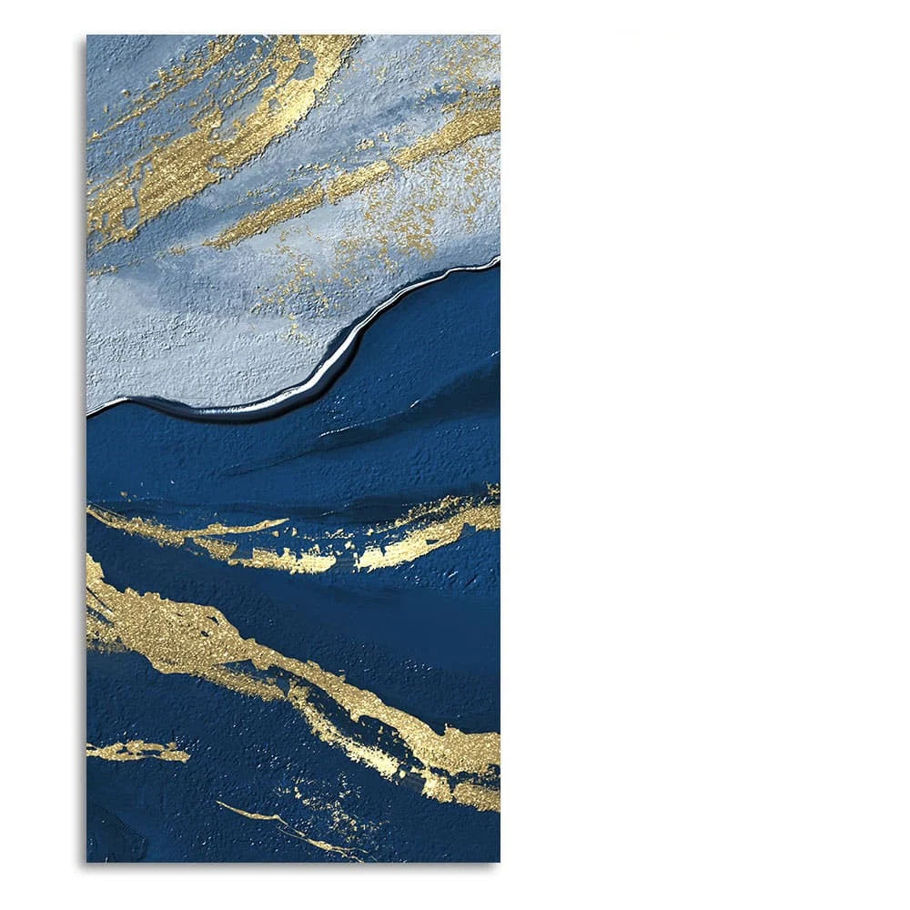 Dark Mountains and Golden Pattern Premium Canvas Wall Painting DECORMANTRA