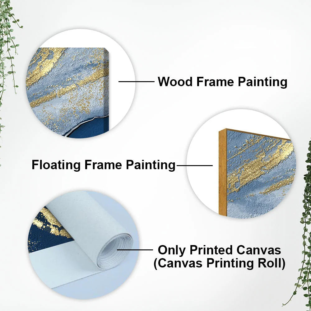 Dark Mountains and Golden Pattern Premium Canvas Wall Painting DECORMANTRA