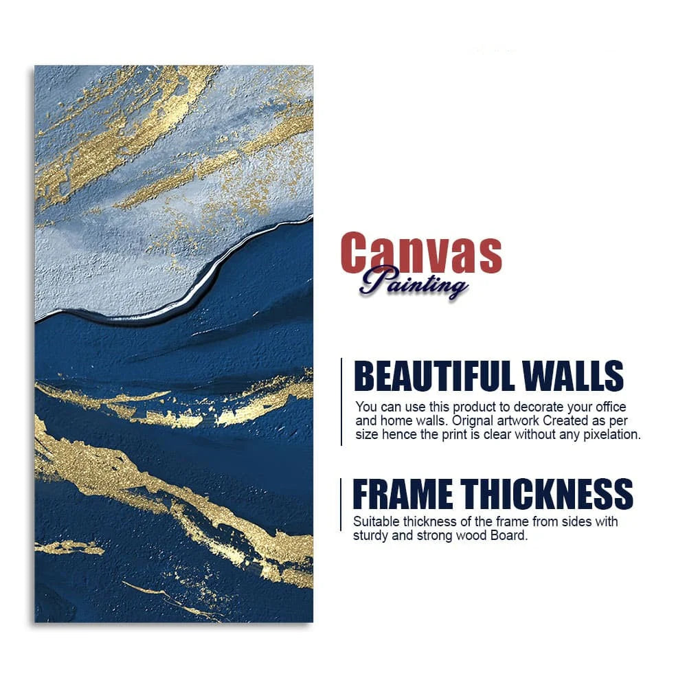 Dark Mountains and Golden Pattern Premium Canvas Wall Painting DECORMANTRA