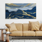 Dark Mountains and Golden Sky Premium Canvas Wall Painting DECORMANTRA