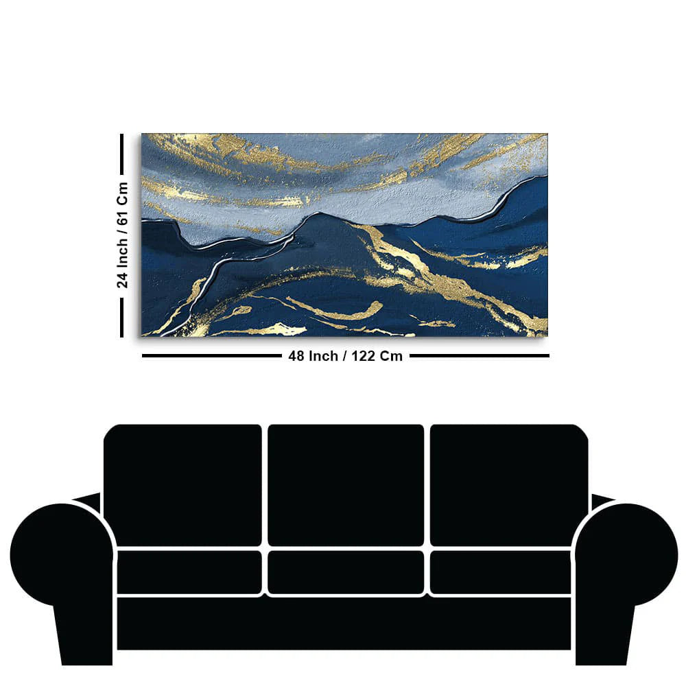 Dark Mountains and Golden Sky Premium Canvas Wall Painting DECORMANTRA