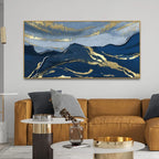 Dark Mountains and Golden Sky Premium Canvas Wall Painting DECORMANTRA