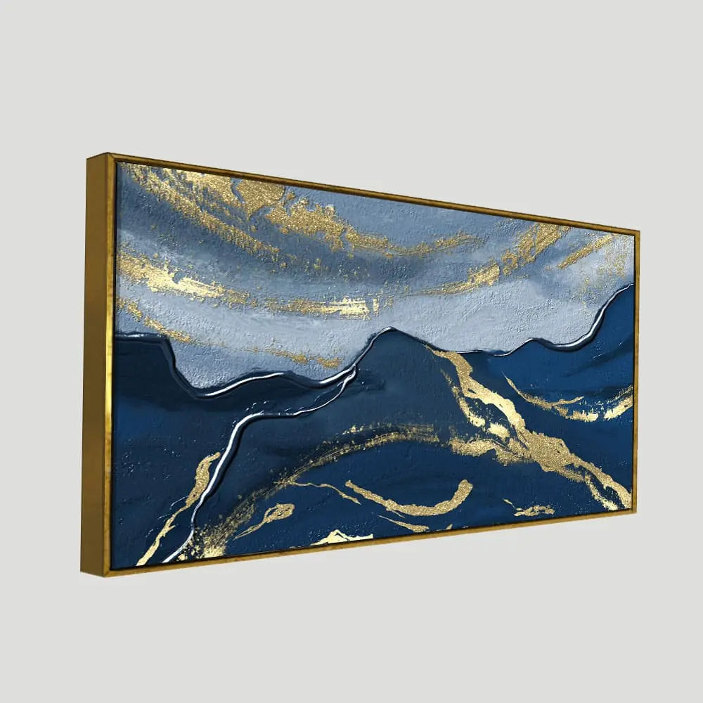Dark Mountains and Golden Sky Premium Canvas Wall Painting DECORMANTRA