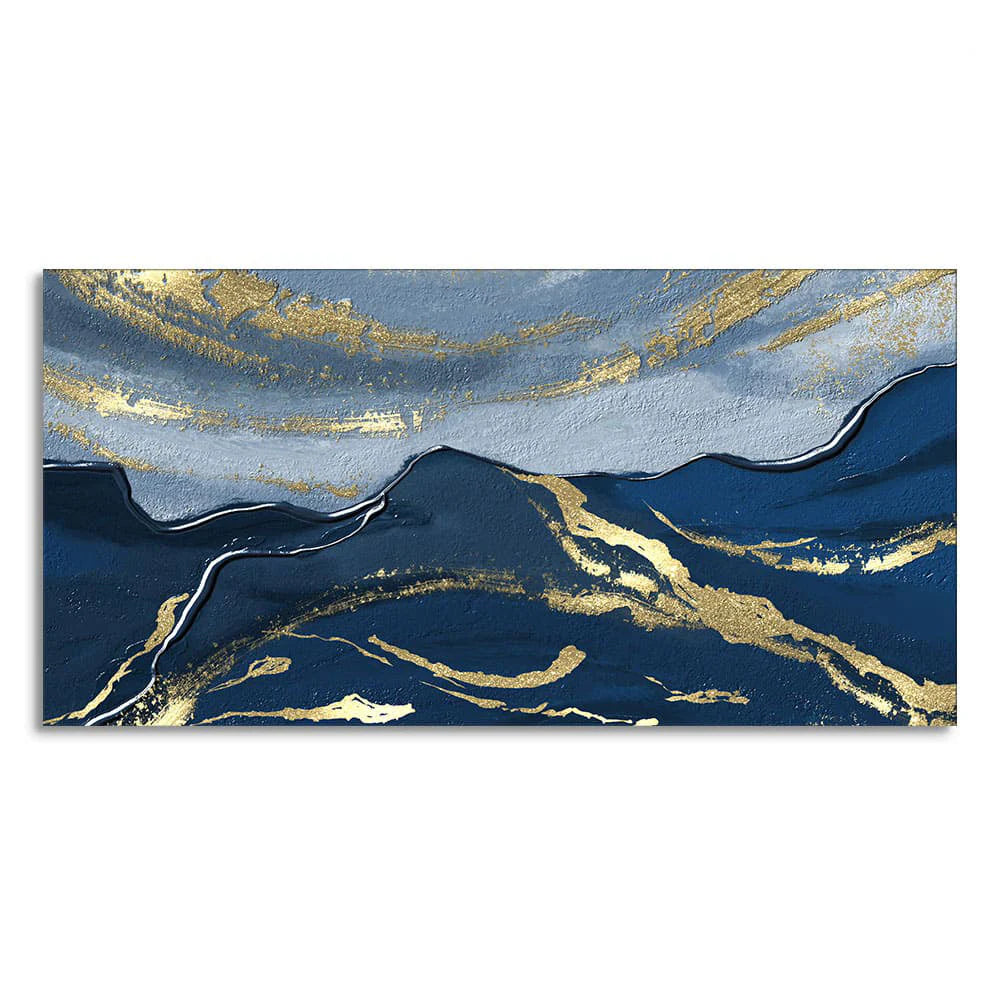Dark Mountains and Golden Sky Premium Canvas Wall Painting DECORMANTRA