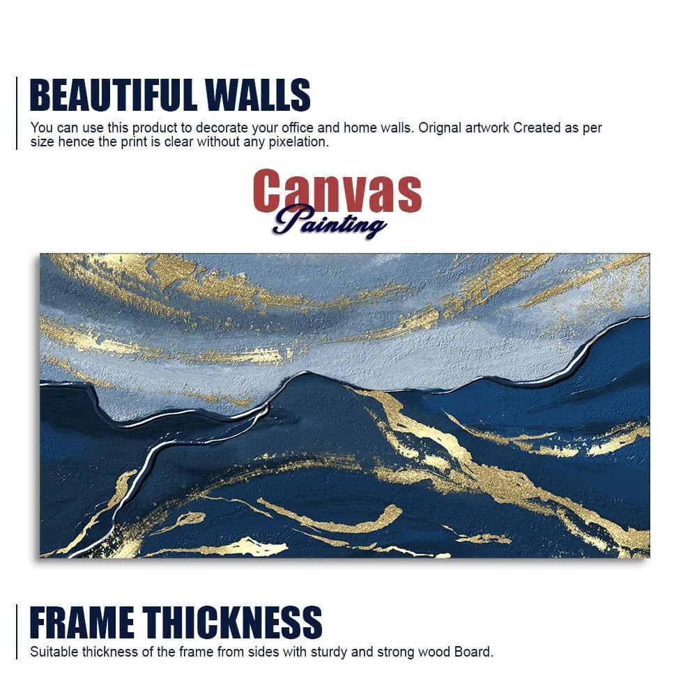 Dark Mountains and Golden Sky Premium Canvas Wall Painting DECORMANTRA