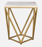 Michelle Marble Top Side Table in White and Gold Colour DECORMANTRA