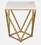 Michelle Marble Top Side Table in White and Gold Colour DECORMANTRA