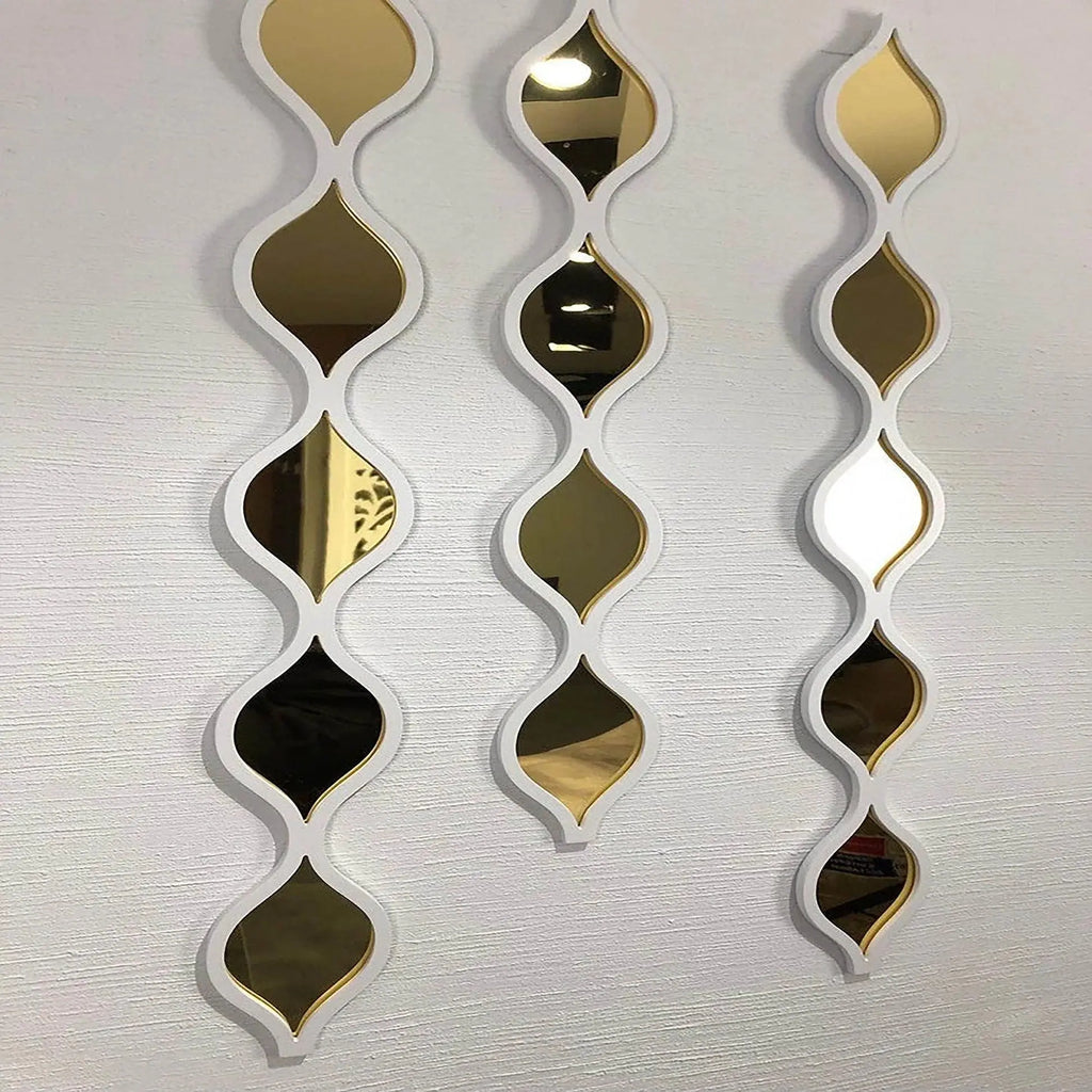 Decorative Water Drop Mirror Strips with Silver Wooden Finish - Decor Mantra 