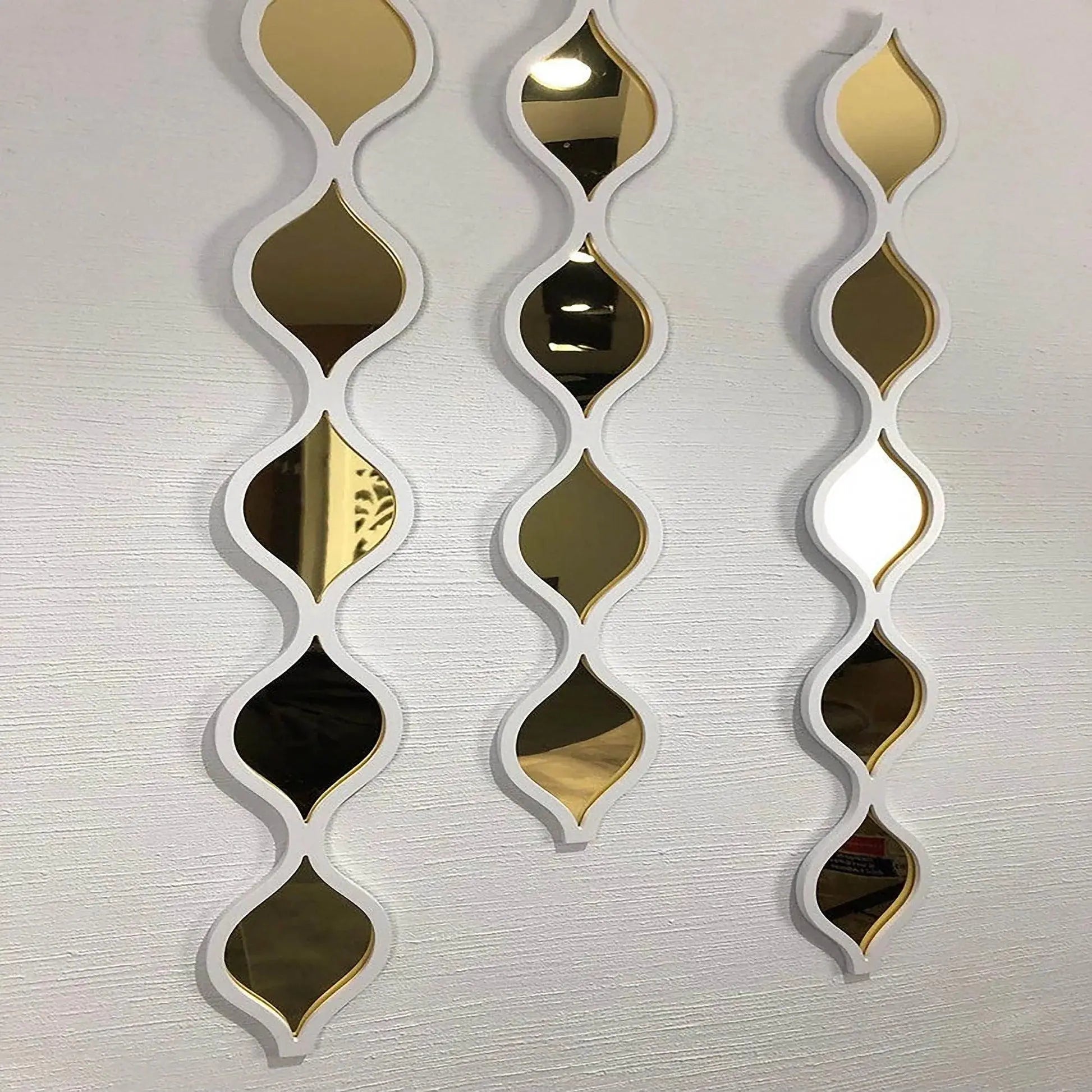 Decorative Water Drop Mirror Strips with Silver Wooden Finish - Decor Mantra 