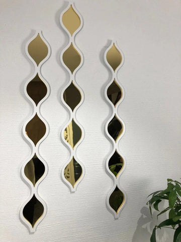 Decorative Water Drop Mirror Strips with Silver Wooden Finish - Decor Mantra 