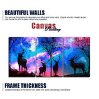 Deer in Forest Canvas Wall Painting of 3 Pieces DECORMANTRA