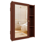Designer Rectengular Shaped Wooden Bathroom Mirror Cabinet with 5 Spacious Shelves with Brown Finish - Decor Mantra 