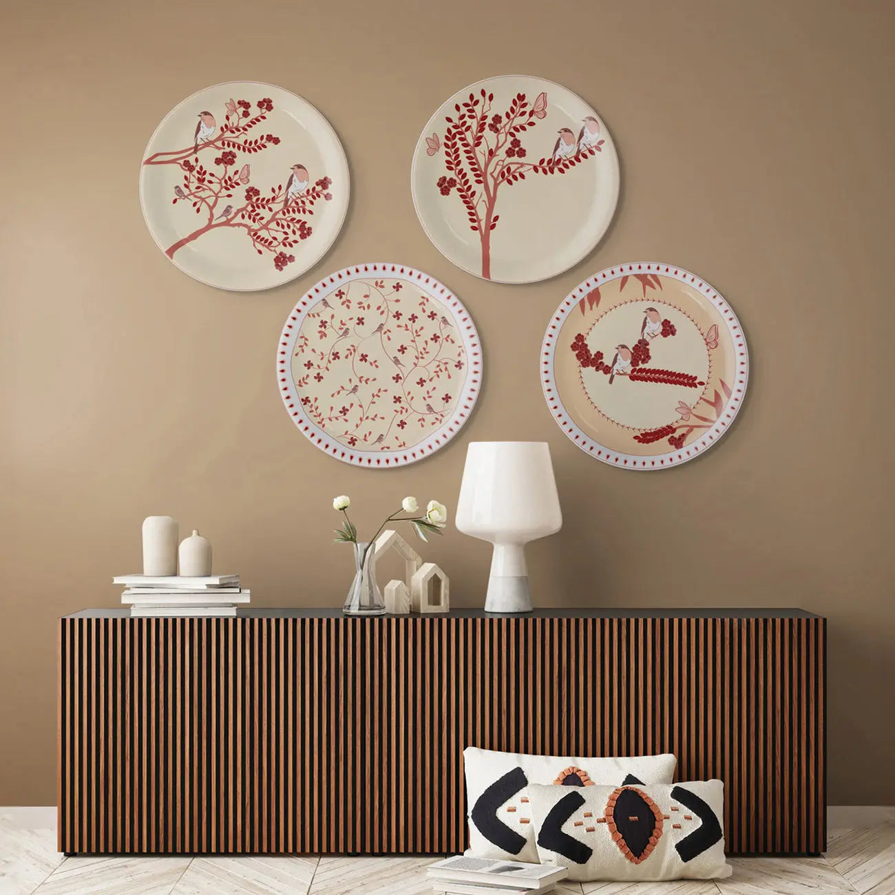 Nature-Inspired Art collage for Every Room plate Set of 4 - Harshita Craft