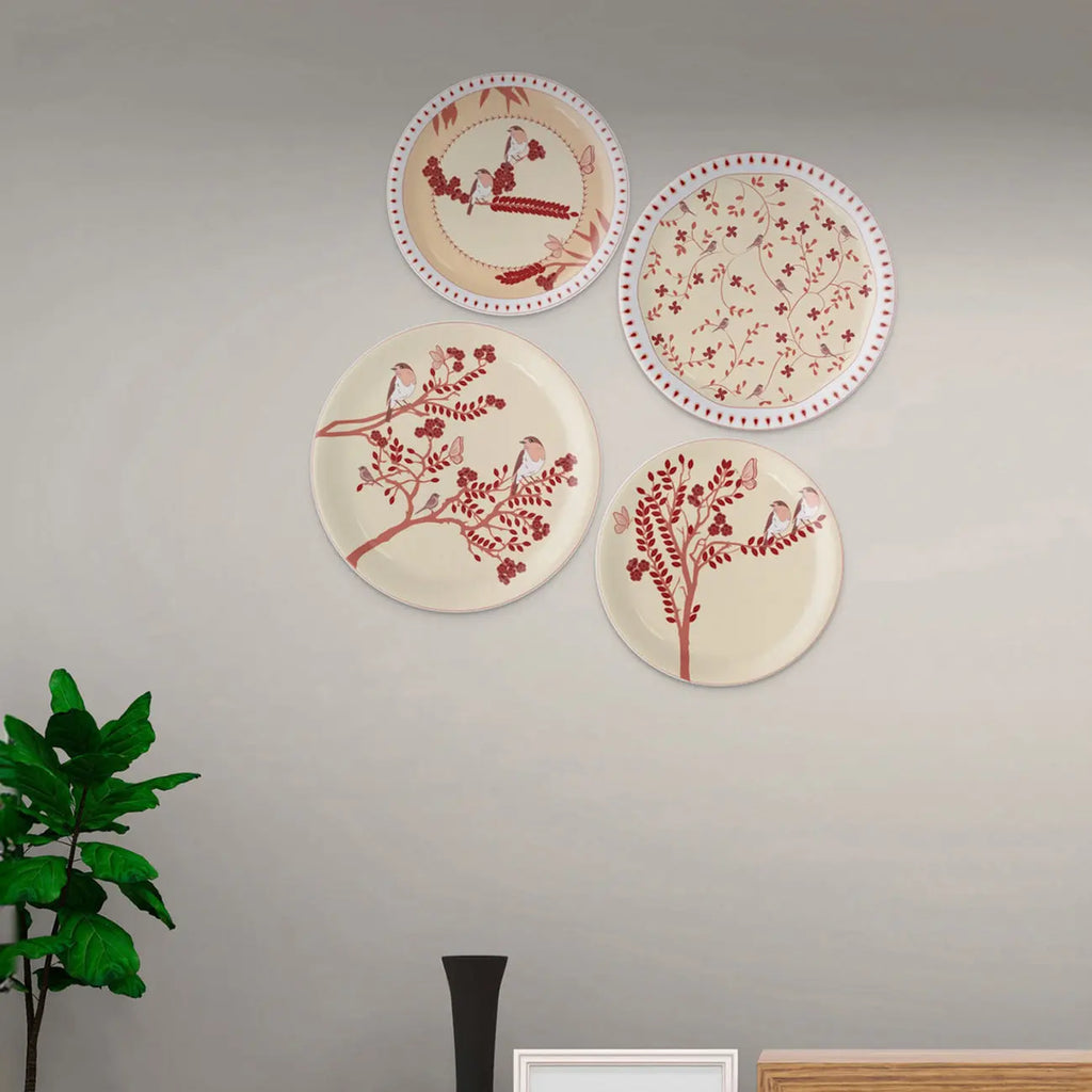 Nature-Inspired Art collage for Every Room plate Set of 4 - Harshita Craft