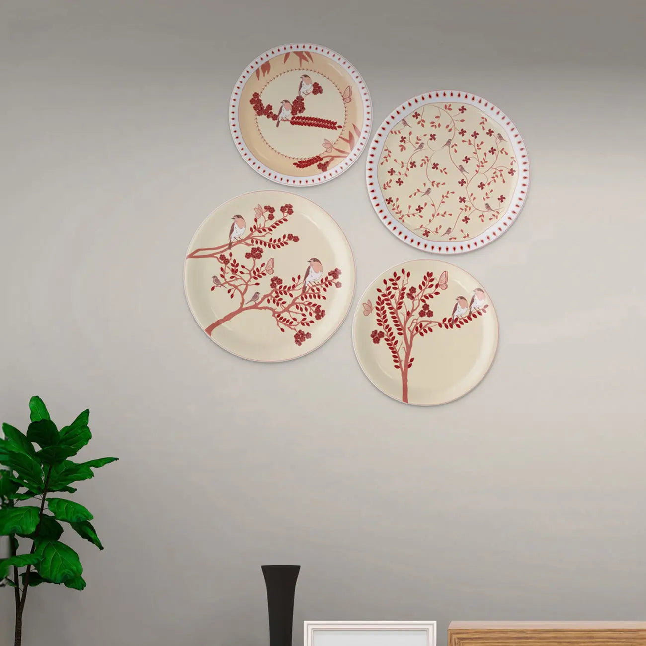 Nature-Inspired Art collage for Every Room plate Set of 4 - Harshita Craft