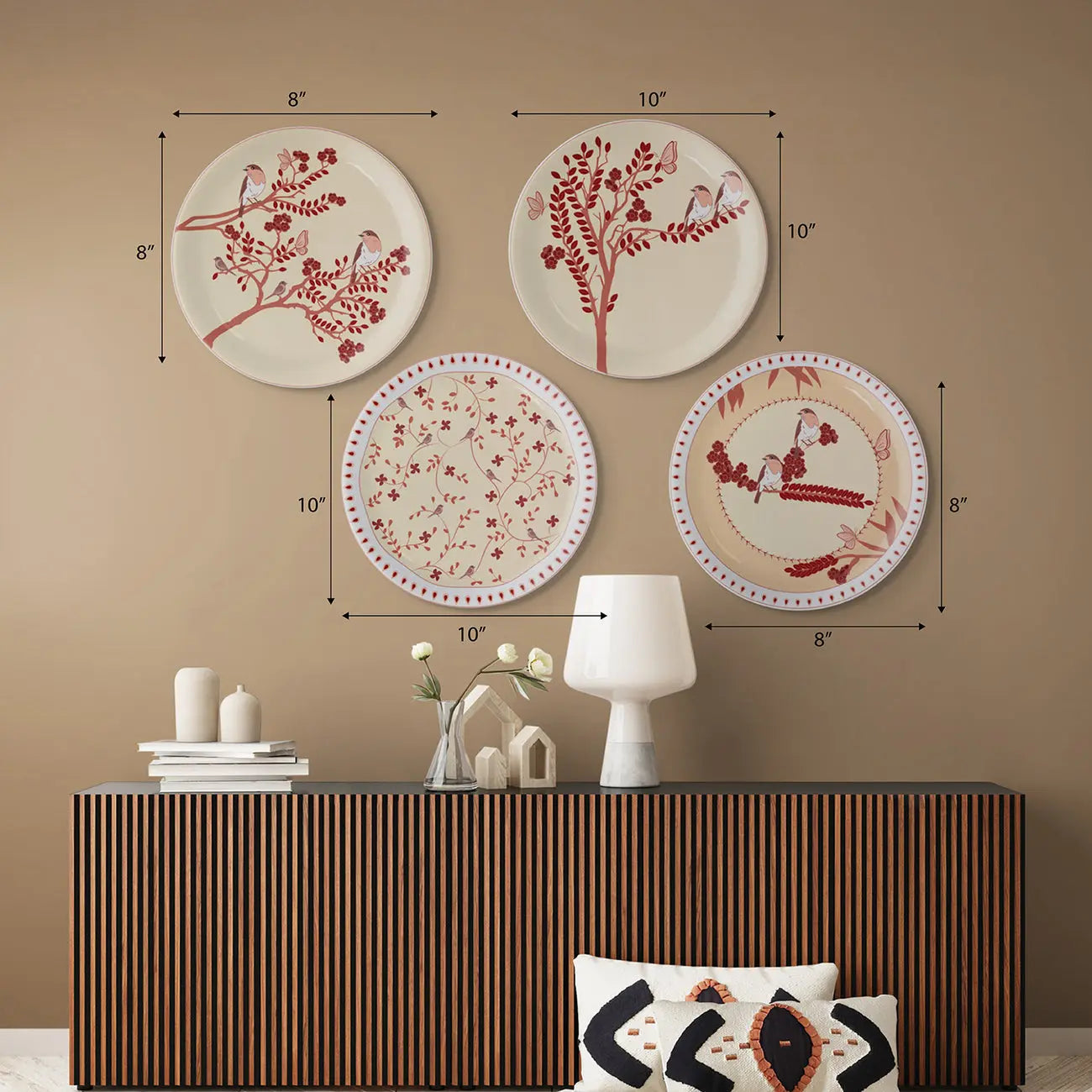 Nature-Inspired Art collage for Every Room plate Set of 4 - Harshita Craft
