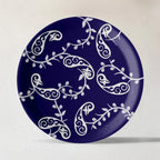 Elegant Blue Pottery symmetry paisley for Every Space Wall Plate - Harshita Craft