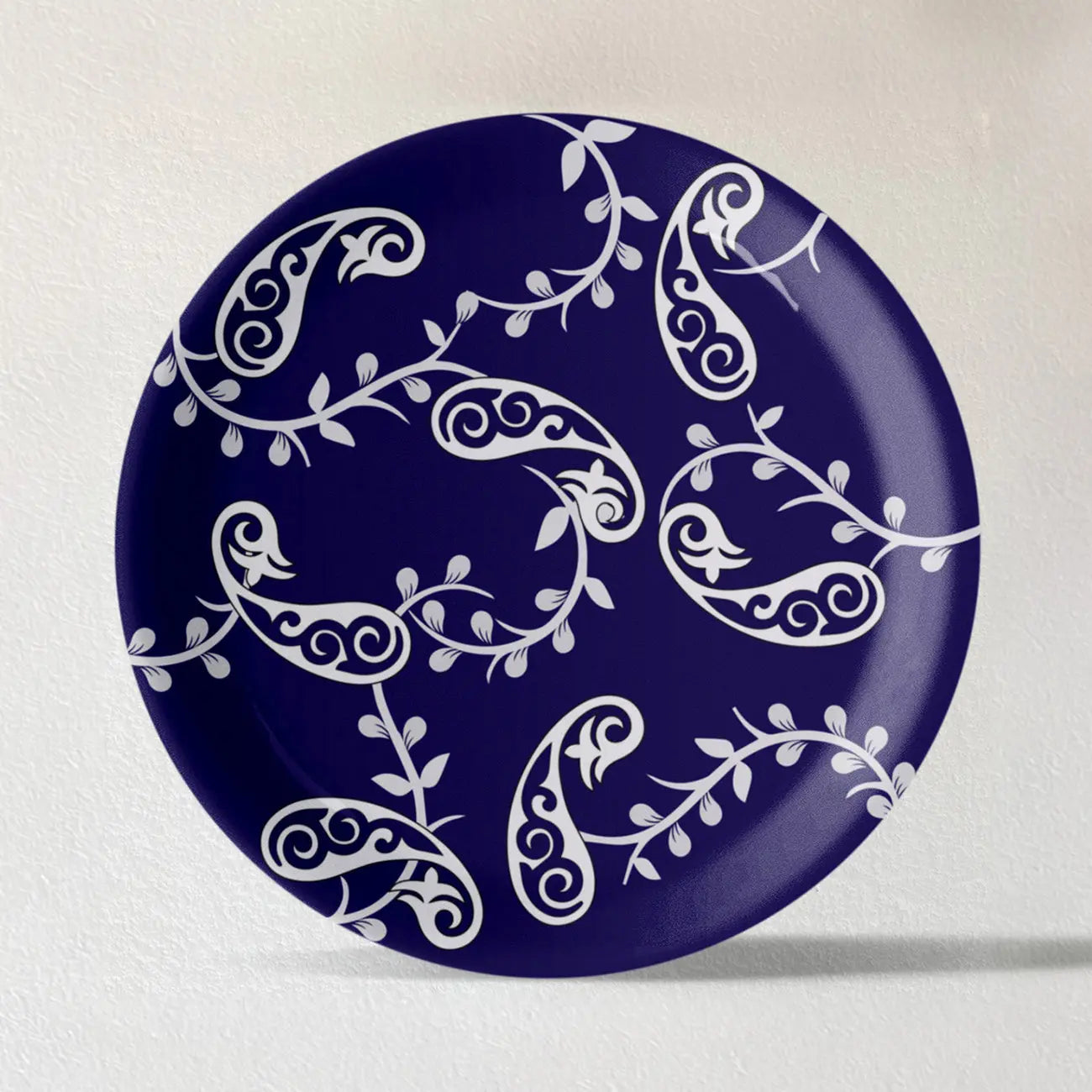 Elegant Blue Pottery symmetry paisley for Every Space Wall Plate - Harshita Craft