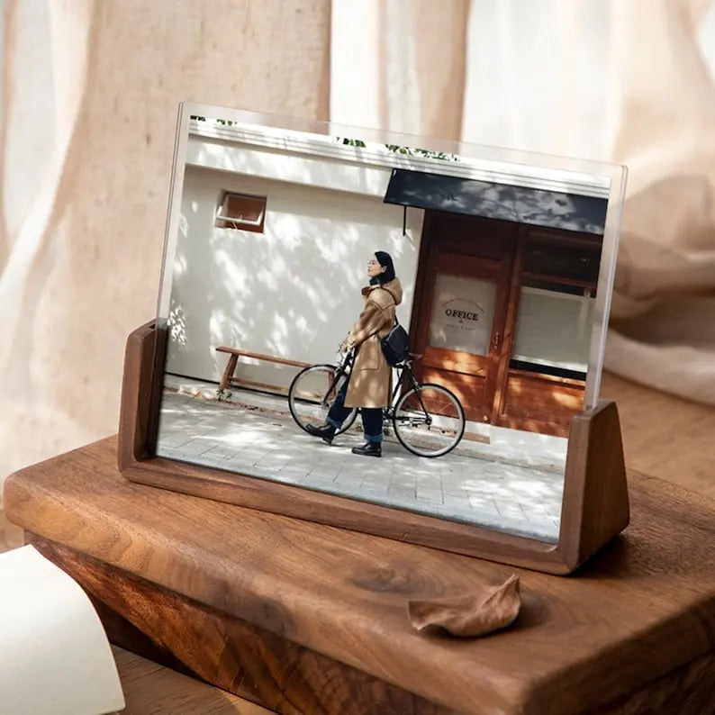 Vintage Black Walnut Photo Frame,Transparent Tabletop Picture Frame,Baby Frame,Wedding Photo Frame,Wedding Day Keepsake Frame,Christmas Gift - Harshita Craft