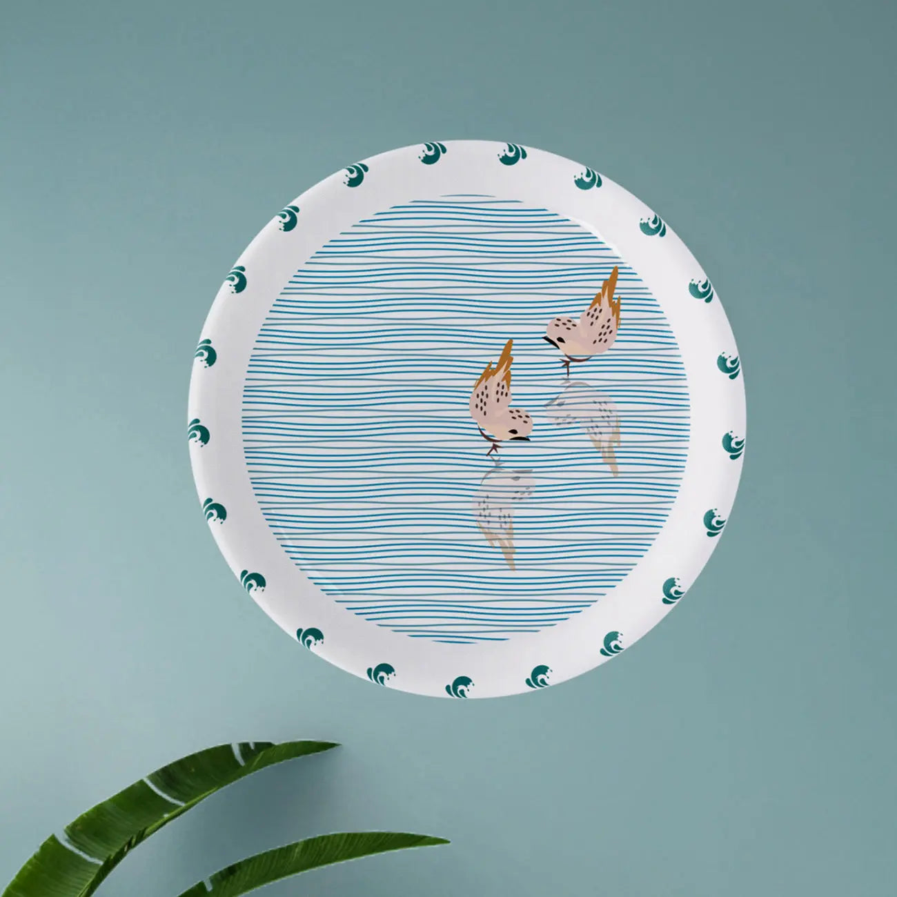 Sea-Inspired bird Abstract Art Collection Porcelain Wall Plate - Harshita Craft