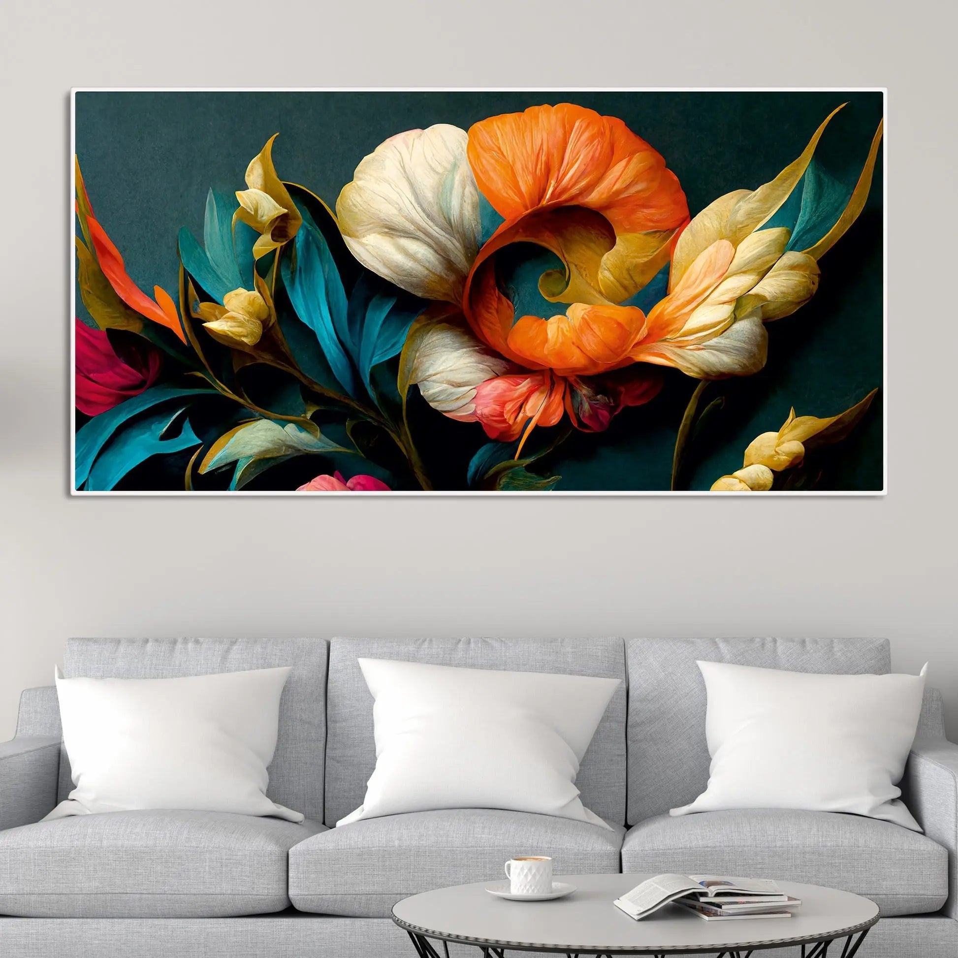 Elegant Floral Flower Artistic Art Canvas Wall Painting - Harshita Craft
