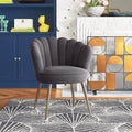Grey Crafted Shell Shaped Designer Accent Chair DECORMANTRA