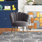 Grey Crafted Shell Shaped Designer Accent Chair DECORMANTRA