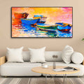 Canvas Wall Painting of The Colorful Boats in Shades of Sunset Decor Mantra
