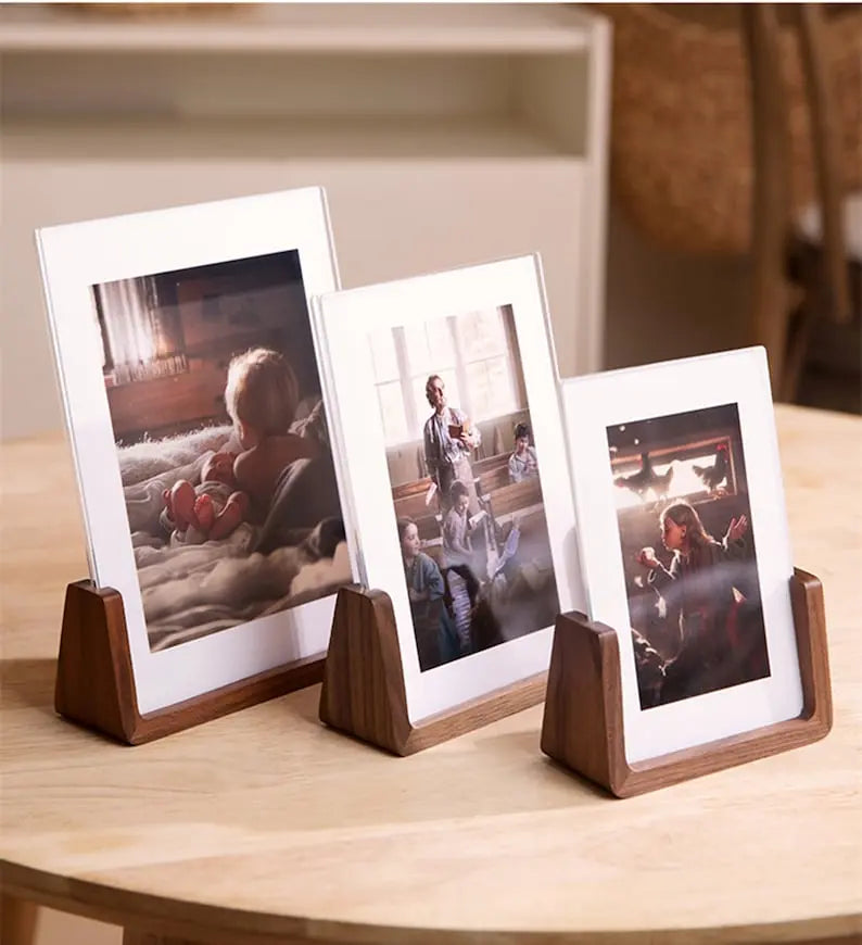 Vintage Black Walnut Photo Frame,Transparent Tabletop Picture Frame,Baby Frame,Wedding Photo Frame,Wedding Day Keepsake Frame,Christmas Gift - Harshita Craft