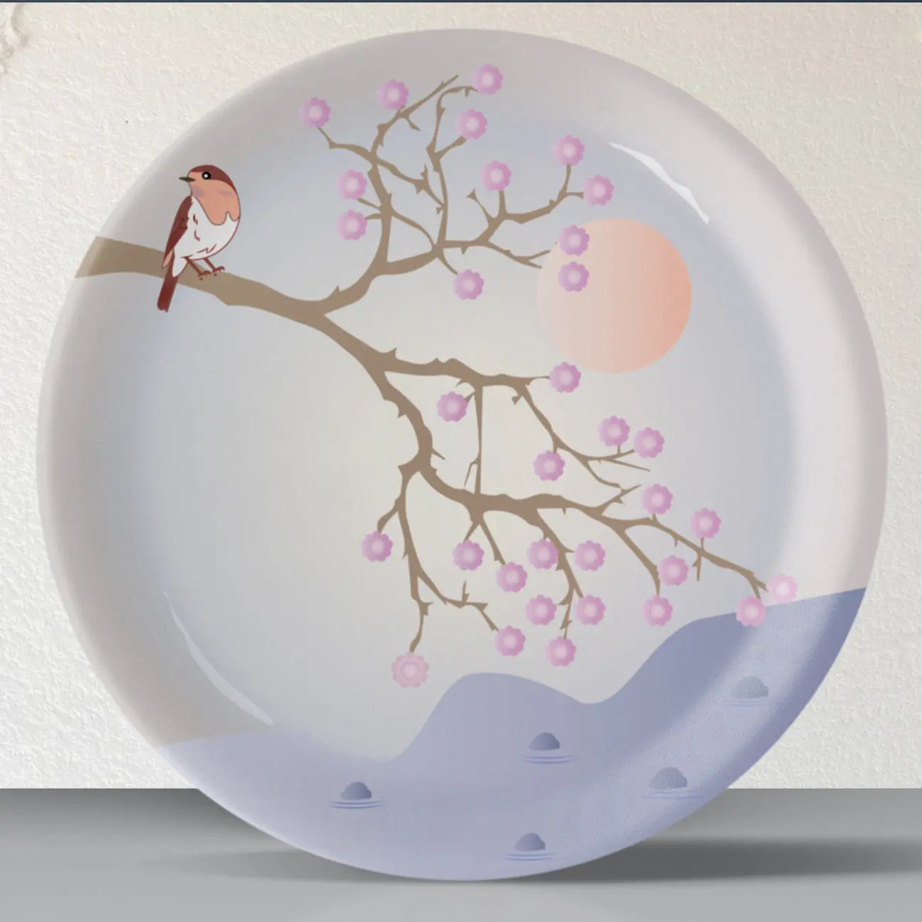 Spring-Inspired Art for Serene Spaces bird porcelain plate - Harshita Craft