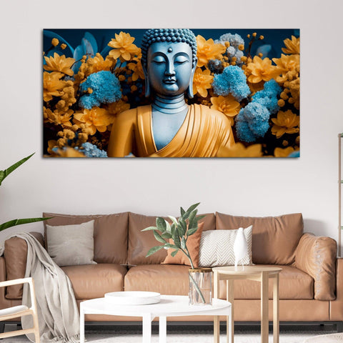 Meditating Buddha Monk Canvas Wall Painting - Decor Mantra 