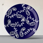 Elegant Blue Pottery symmetry paisley for Every Space Wall Plate - Harshita Craft
