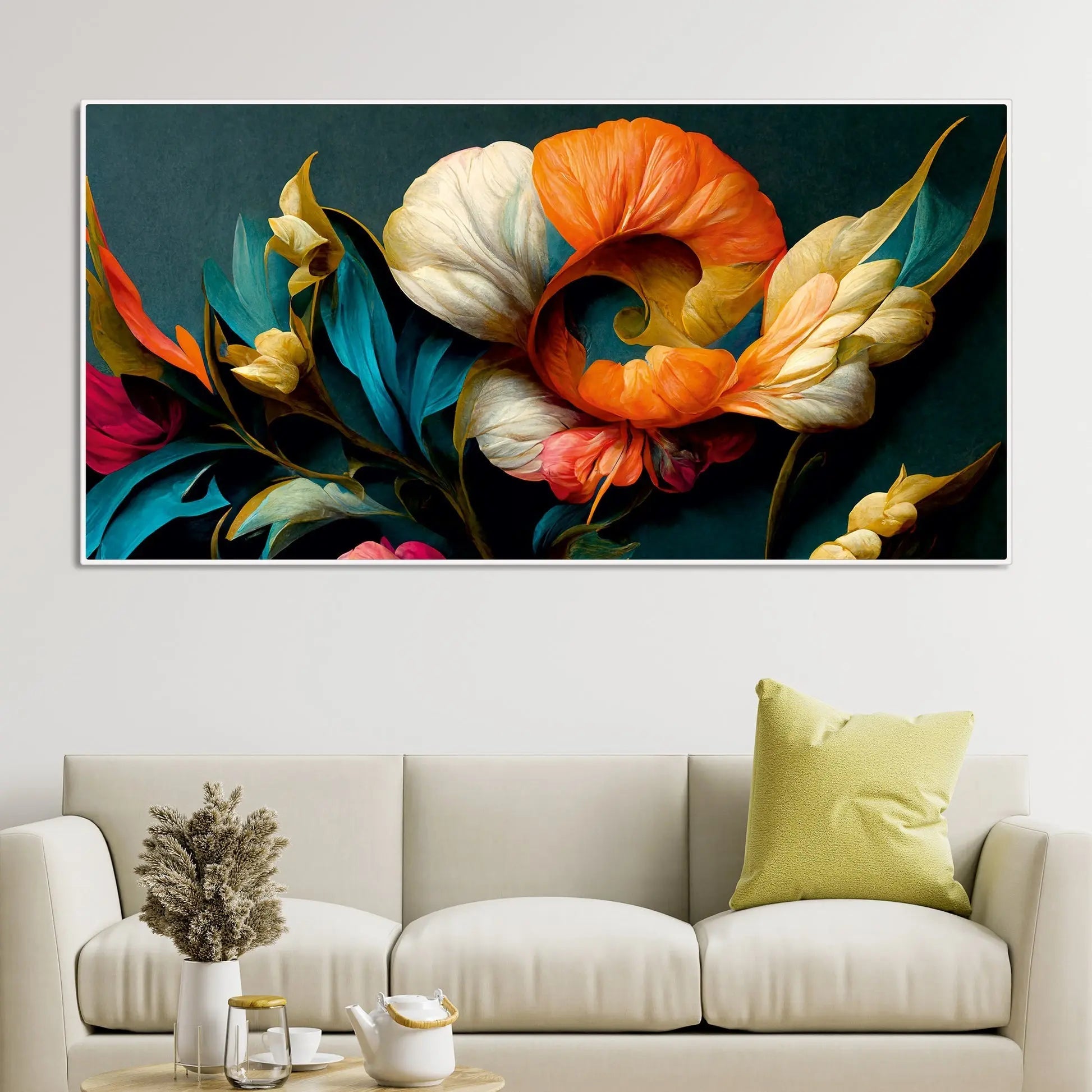 Elegant Floral Flower Artistic Art Canvas Wall Painting - Harshita Craft