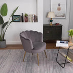 Grey Crafted Shell Shaped Designer Accent Chair DECORMANTRA