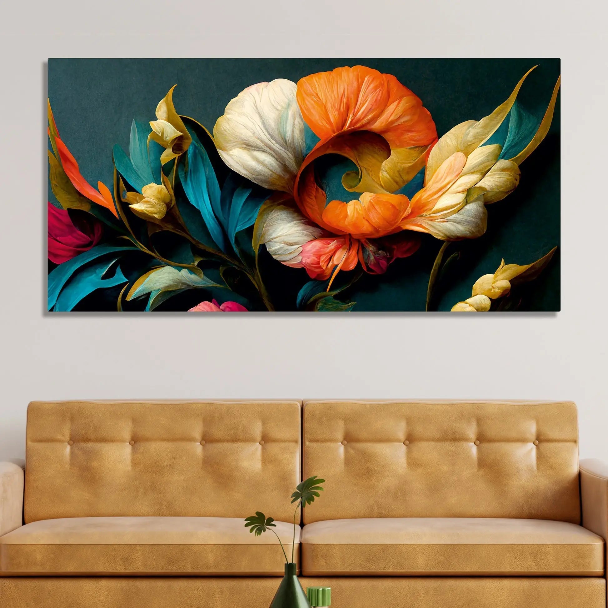 Elegant Floral Flower Artistic Art Canvas Wall Painting - Harshita Craft