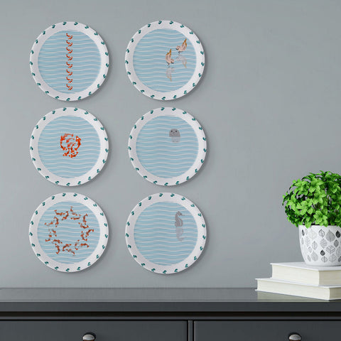 Sea-Inspired bird Abstract Art Collection Porcelain Wall Plate