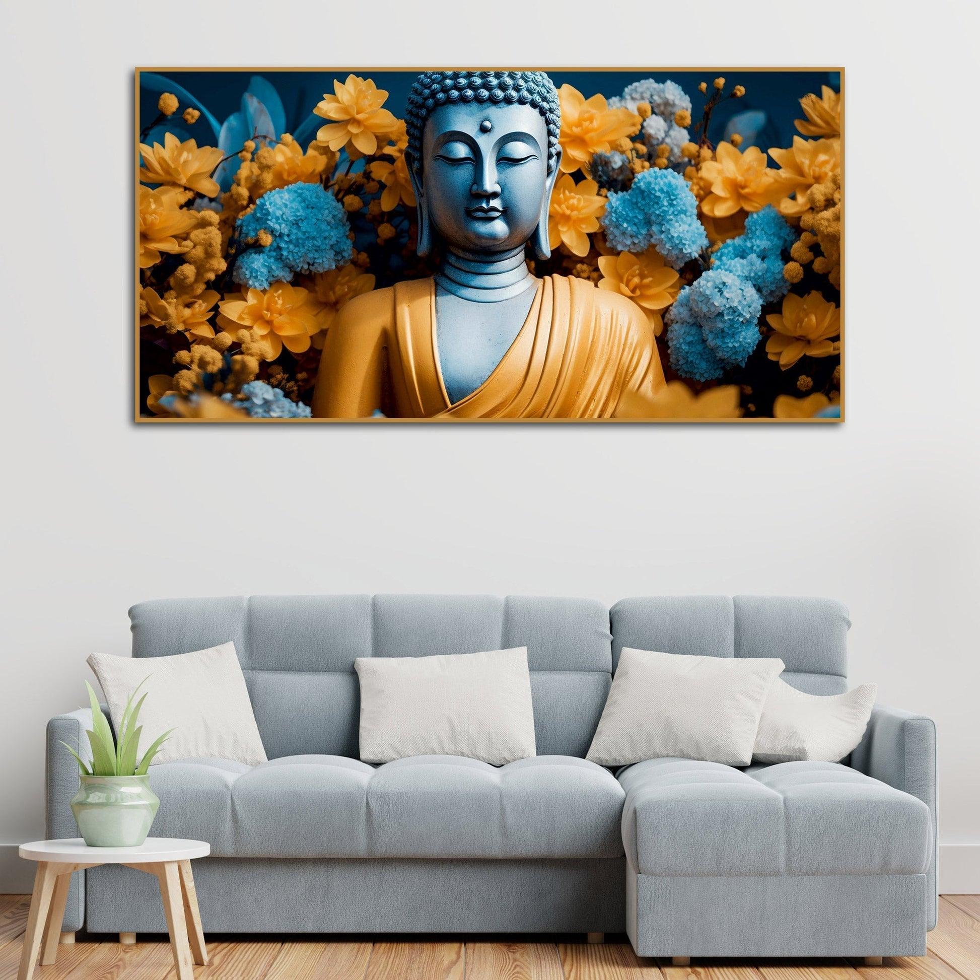 Meditating Buddha Monk Canvas Wall Painting - Decor Mantra 