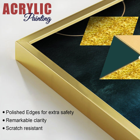 Abstract Geometry Shapes Art Acrylic Floating Wall Painting Set Of 2 - Decor Mantra 