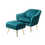 Emerald Fluffy Super Comfy Velvet Luxury Accent Chair with Ottoman DECORMANTRA
