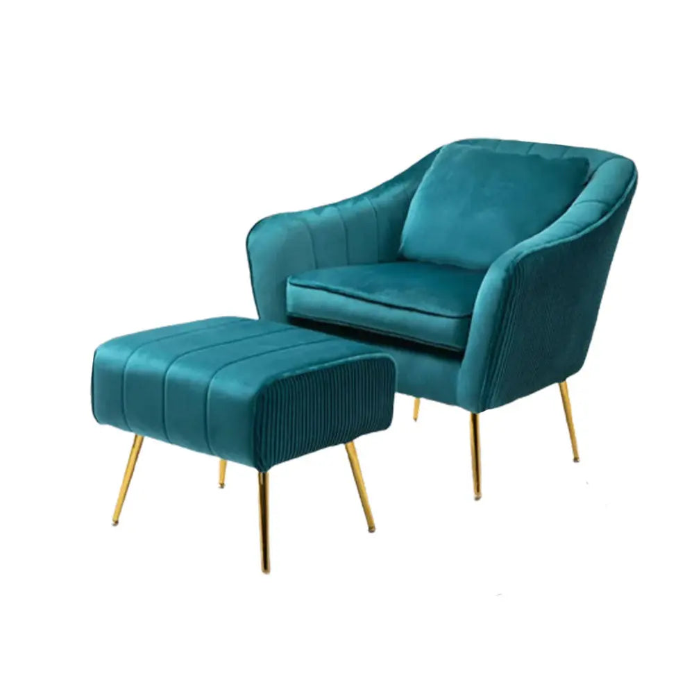 Emerald Fluffy Super Comfy Velvet Luxury Accent Chair with Ottoman DECORMANTRA
