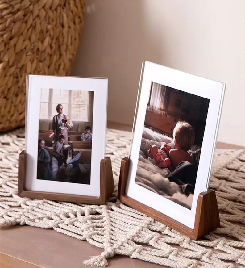 Vintage Black Walnut Photo Frame,Transparent Tabletop Picture Frame,Baby Frame,Wedding Photo Frame,Wedding Day Keepsake Frame,Christmas Gift - Harshita Craft