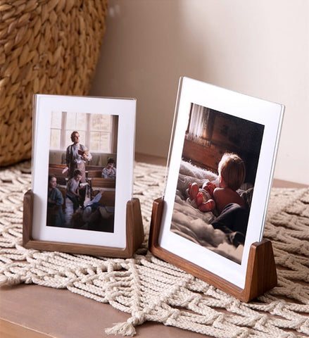 Vintage Black Walnut Photo Frame,Transparent Tabletop Picture Frame,Baby Frame,Wedding Photo Frame,Wedding Day Keepsake Frame,Christmas Gift