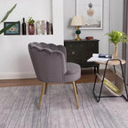 Grey Crafted Shell Shaped Designer Accent Chair DECORMANTRA