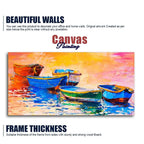 Canvas Wall Painting of The Colorful Boats in Shades of Sunset Decor Mantra