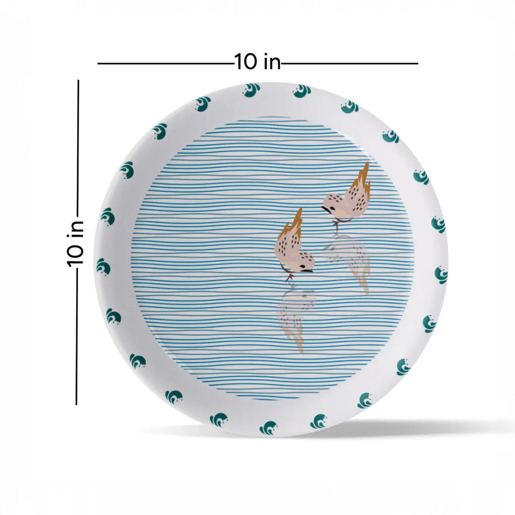 Sea-Inspired bird Abstract Art Collection Porcelain Wall Plate - Harshita Craft