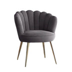 Grey Crafted Shell Shaped Designer Accent Chair DECORMANTRA