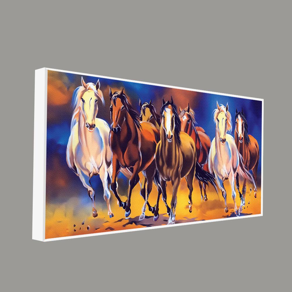 Seven Horses Running in Field Canvas Wall Painting - Decor Mantra 