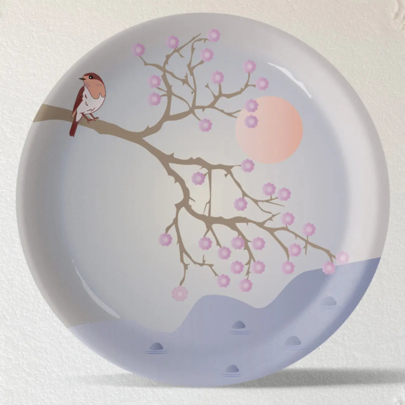Spring-Inspired Art for Serene Spaces bird porcelain plate - Harshita Craft