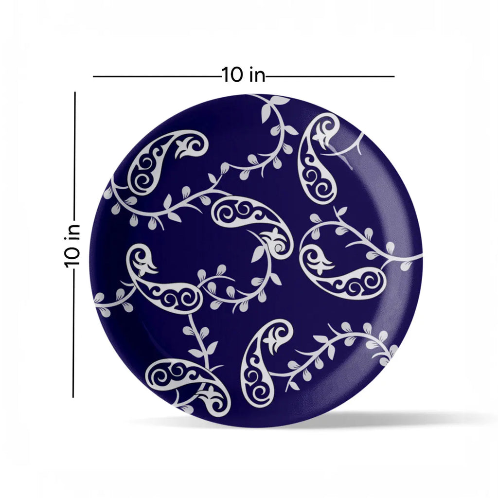 Elegant Blue Pottery symmetry paisley for Every Space Wall Plate - Harshita Craft