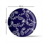 Elegant Blue Pottery symmetry paisley for Every Space Wall Plate - Harshita Craft